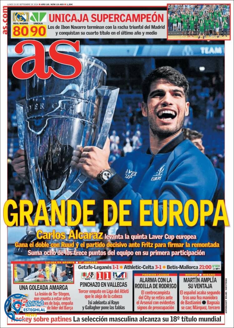 روزنامه  ورزشی آ اس دوشنبه 2 مهر 1403 