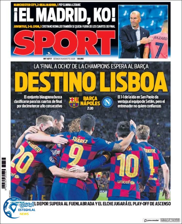 روزنامه ورزشی اسپورت  شنبه 18 مرداد 1399