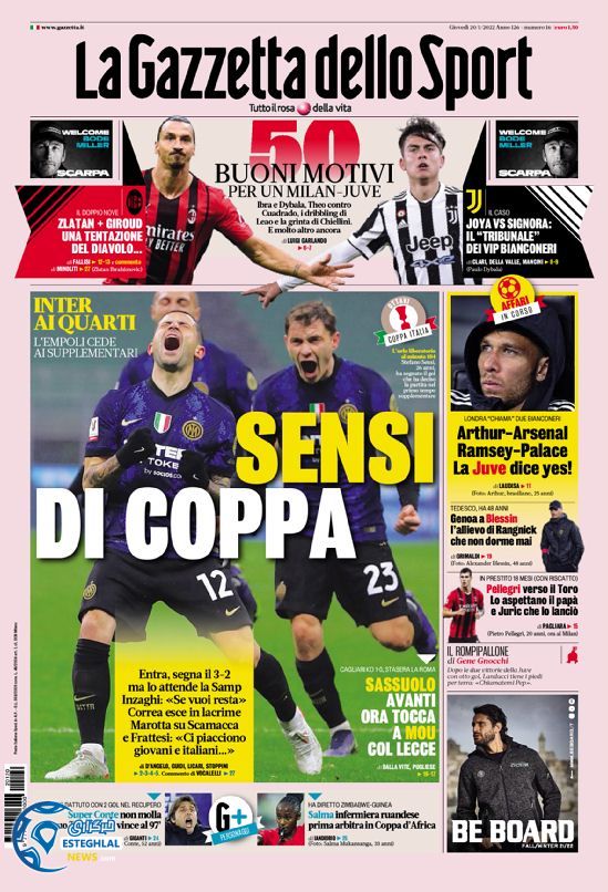 روزنامه ورزشی گاتزتا دلو اسپورت پنجشنبه 30 دی 1400