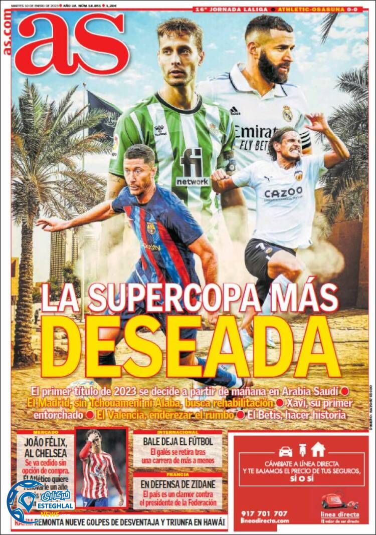 روزنامه ورزشی آ اس سه شنبه 20 دی 1401 