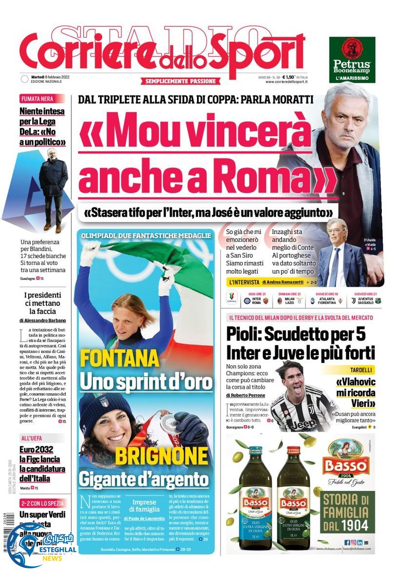 روزنامه ورزشی کوریره دلو اسپورت سه شنبه 19 بهمن 1400