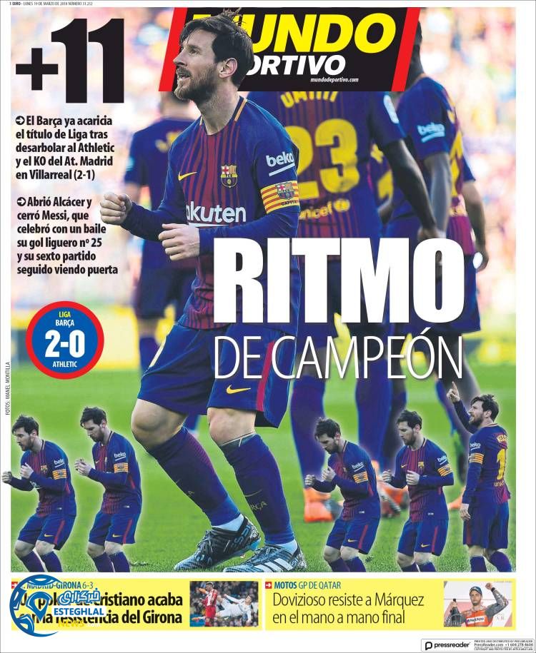 روزنامه موندو دپورتیوو دوشنبه 28 اسفند 1396 