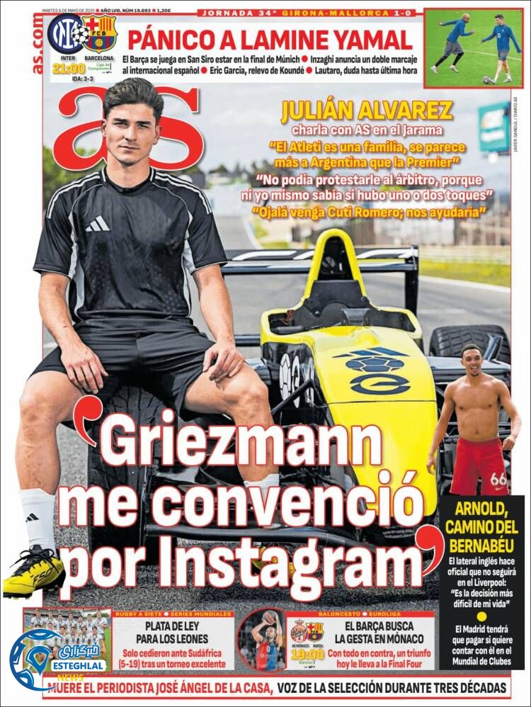 روزنامه ورزشی آ اس سه شنبه 16 اردیبهشت 1404  