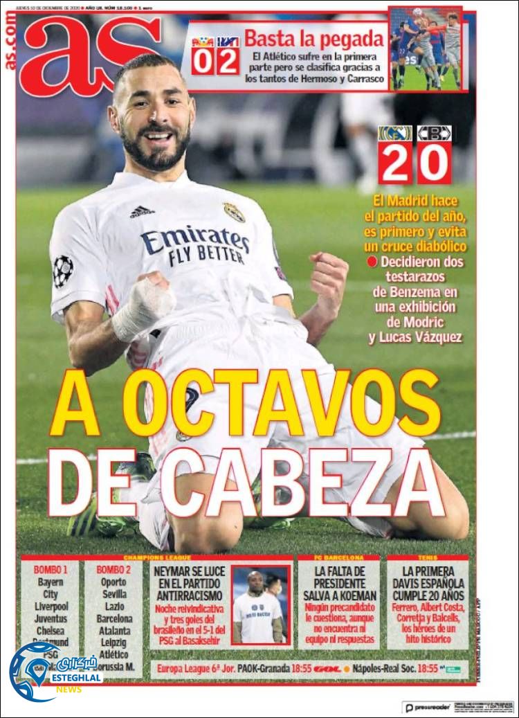 روزنامه ورزشی آاس پنجشنبه 20 آذر 1399