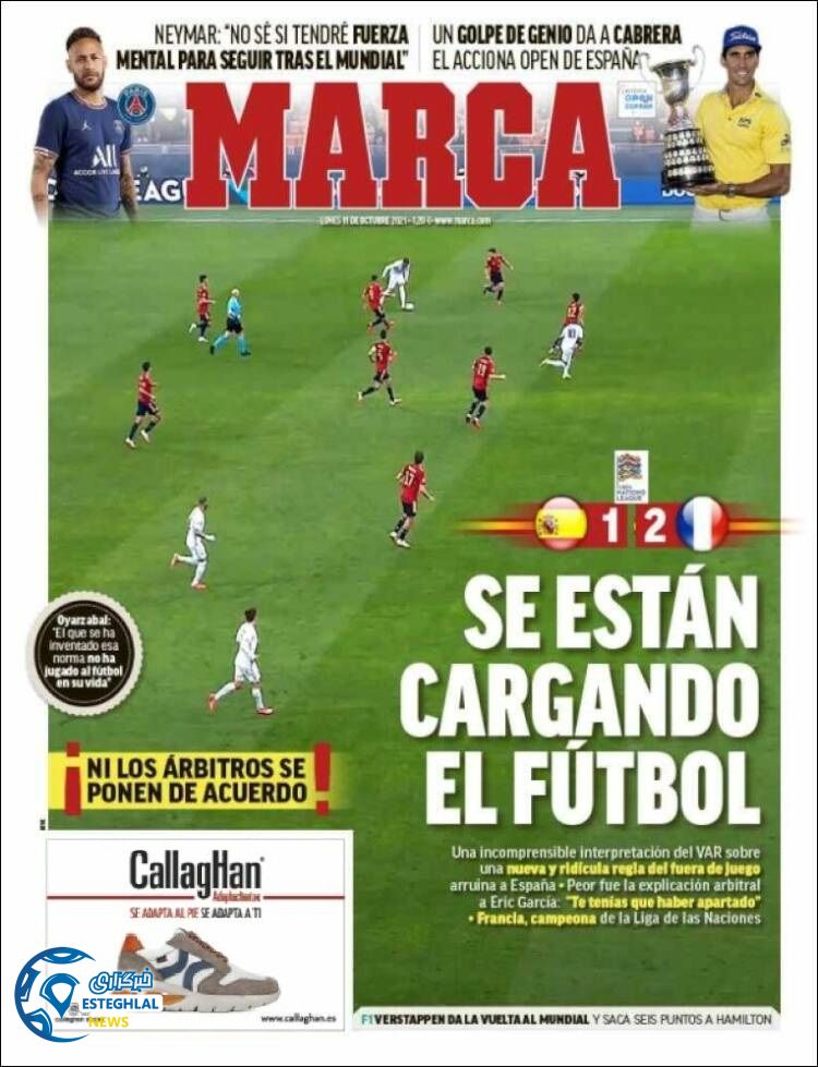 روزنامه ورزشی مارکا دوشنبه 19 مهر 1400