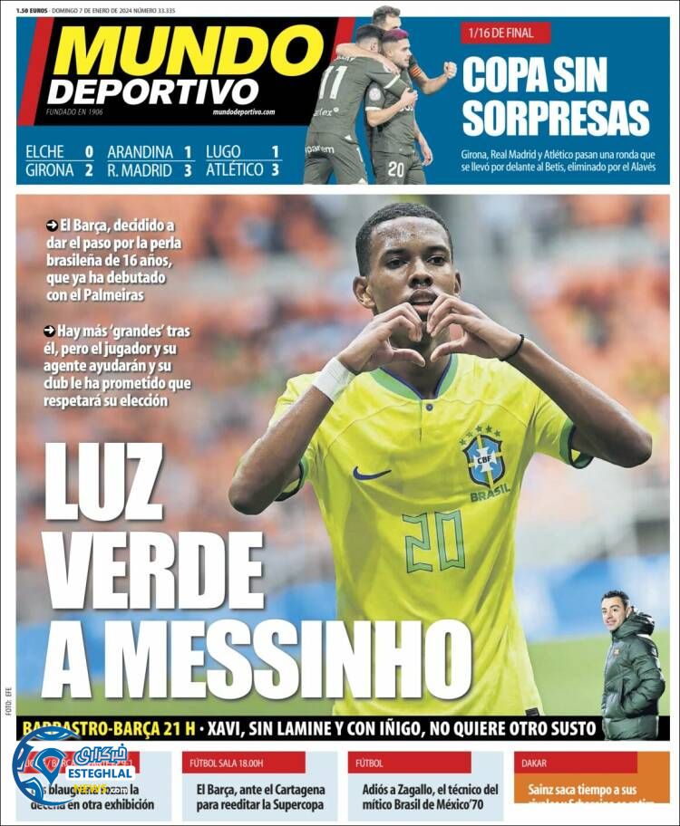 روزنامه  ورزشی موندو دپورتیوو یکشنبه 17 دی 1402 