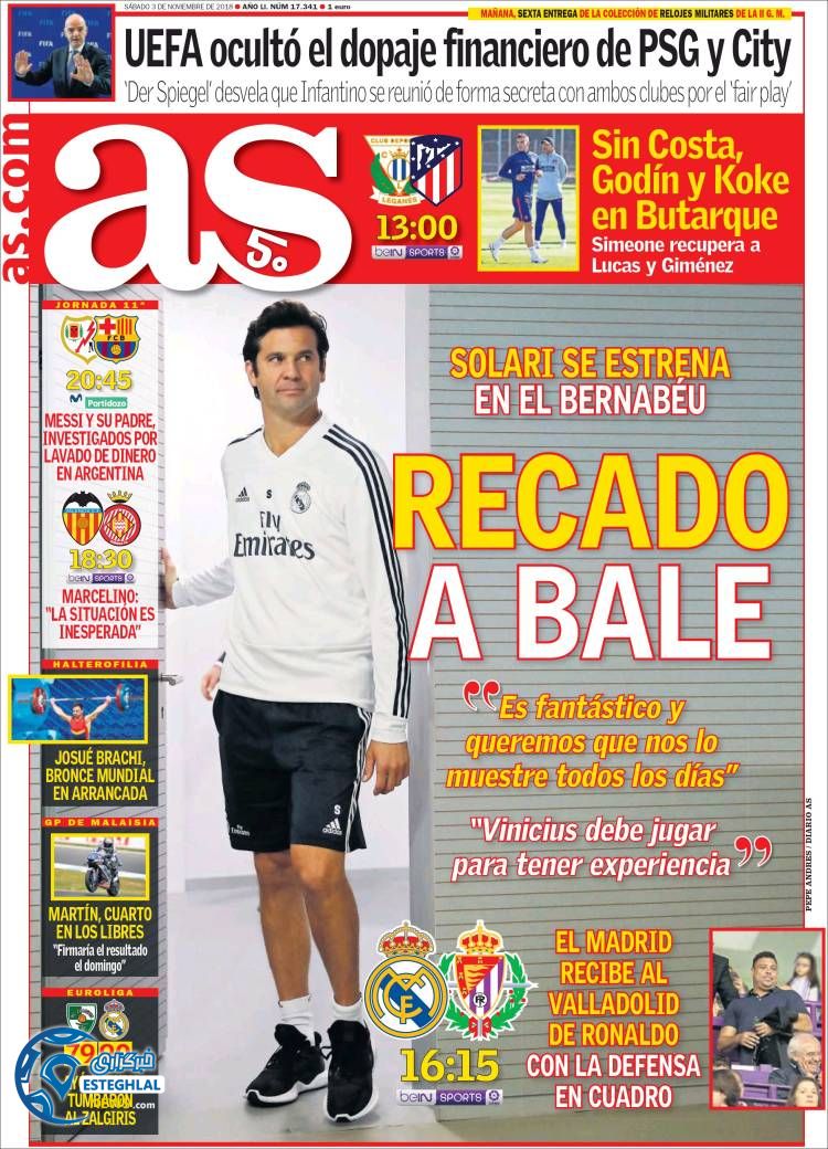 روزنامه ورزشی آ اس شنبه 12 آبان 1397 