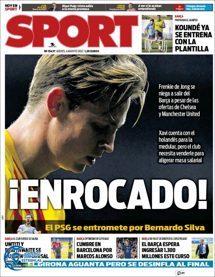 روزنامه ورزشی اسپورت پنجشنبه 13 مرداد 1401 