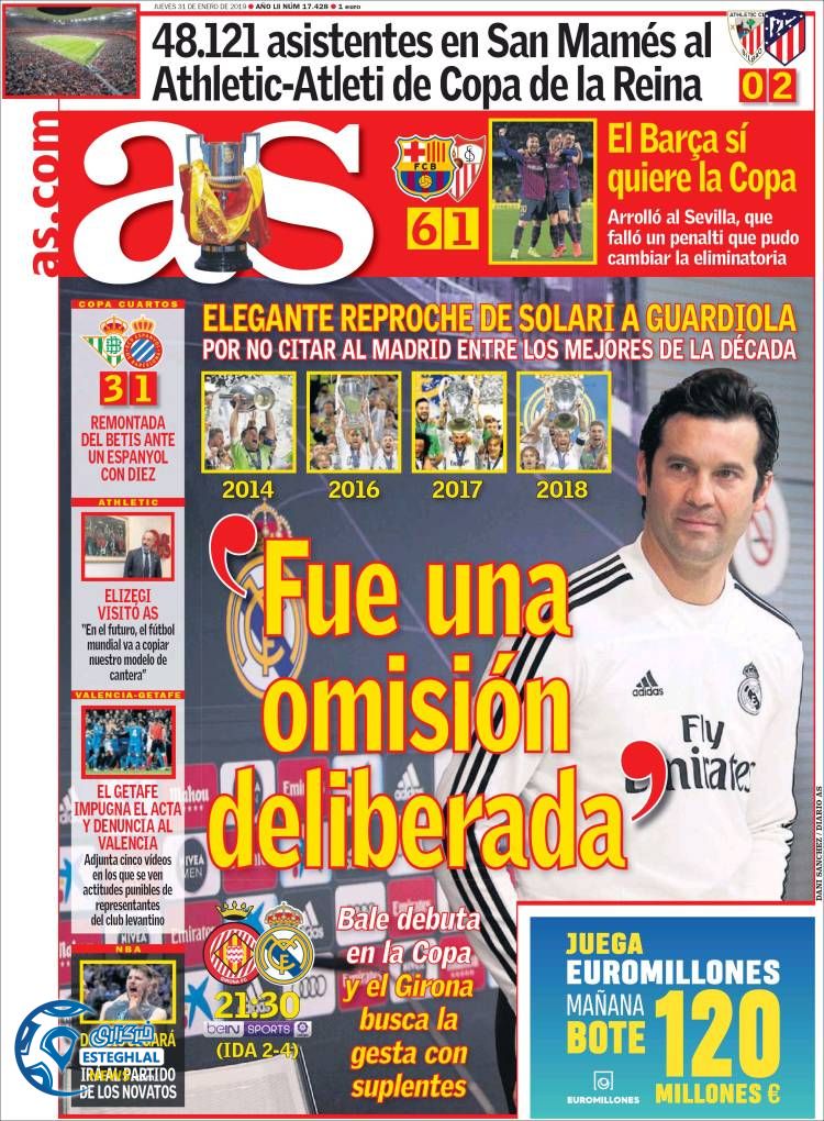 روزنامه ورزشی آ اس پنجشنبه 11 بهمن 1397