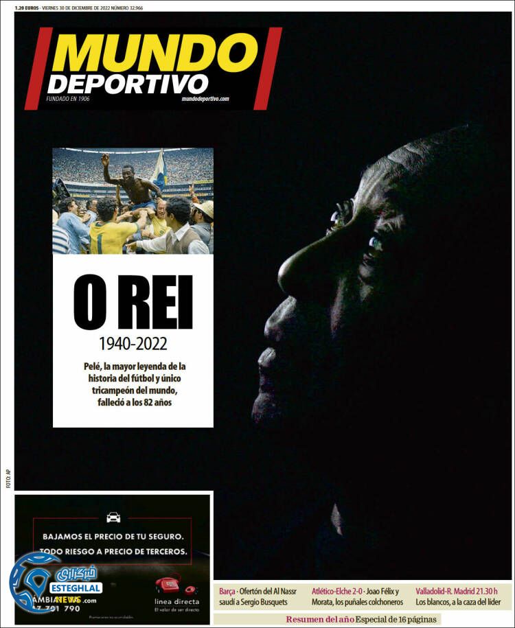 روزنامه ورزشی موندو دپورتیوو جمعه 9 دی 1401 