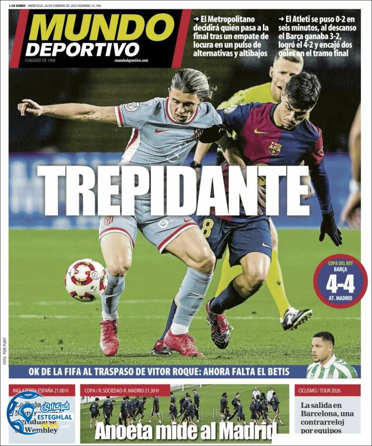 روزنامه ورزشی مونذو ذپورتیوو چهارشنبه 8 اسفند 1403 