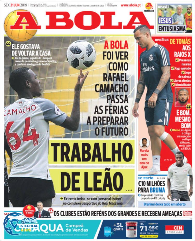 روزنامه ورزشی آبولا جمعه 31 خرداد 1398