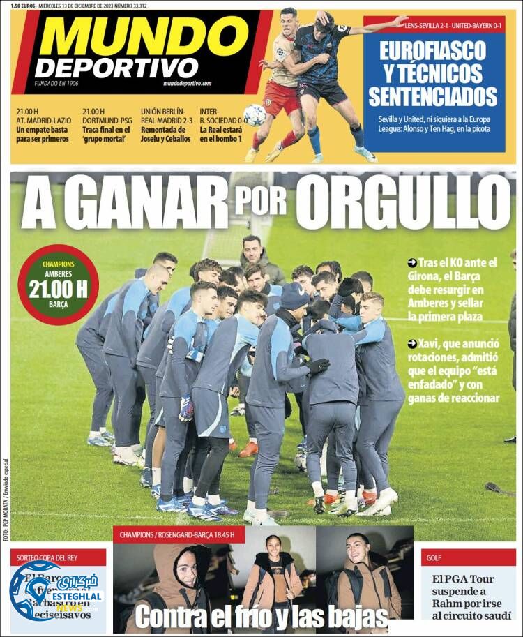 روزنامه ورزشی موندو دپورتیوو چهارشنبه 22 آذر 1402 