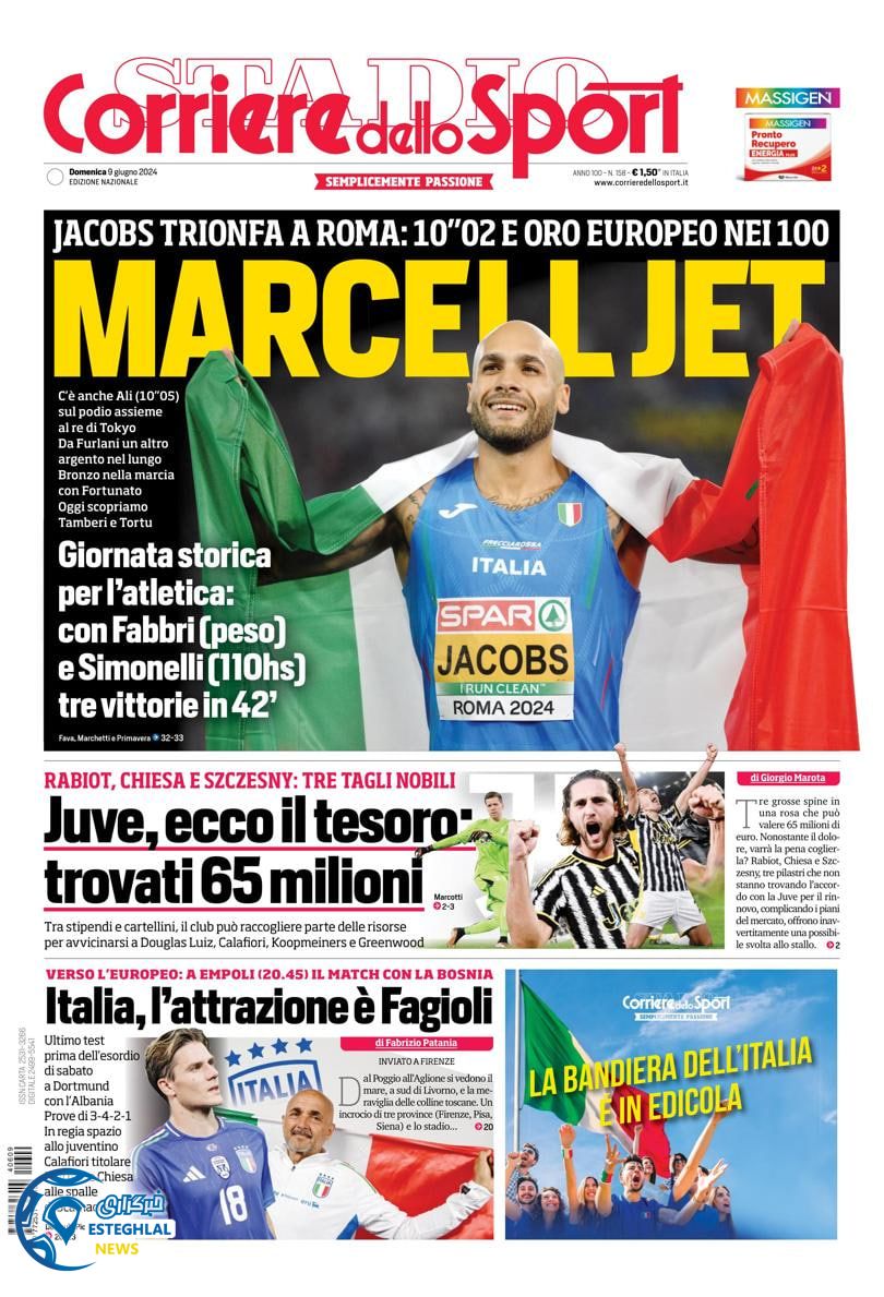 روزنامه  ورزشی کوریره دلو اسپورت یکشنبه 20 خرداد 1403 