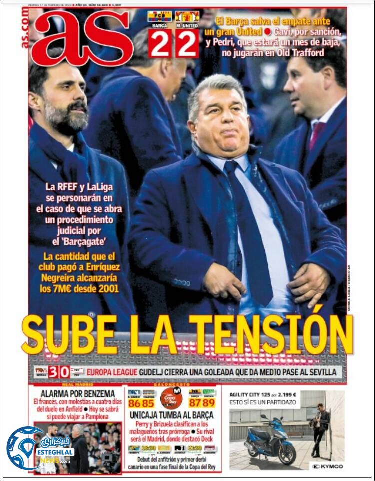 روزنامه ورزشی آ اس جمعه 28 بهمن 1401 