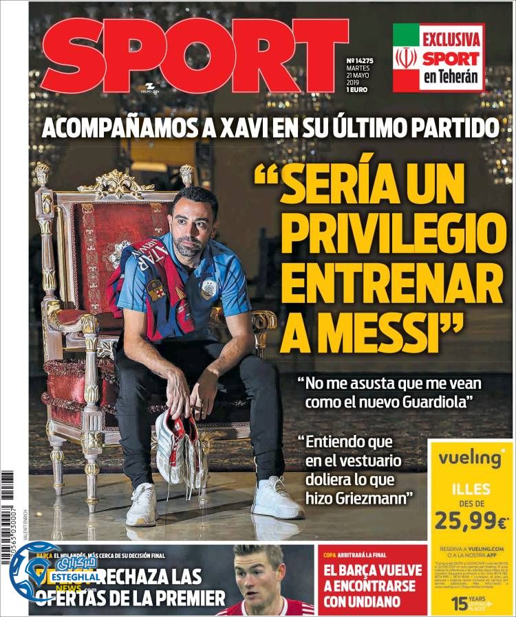 روزنامه ورزشی اسپورت سه شنبه 31 اردیبهشت 1398