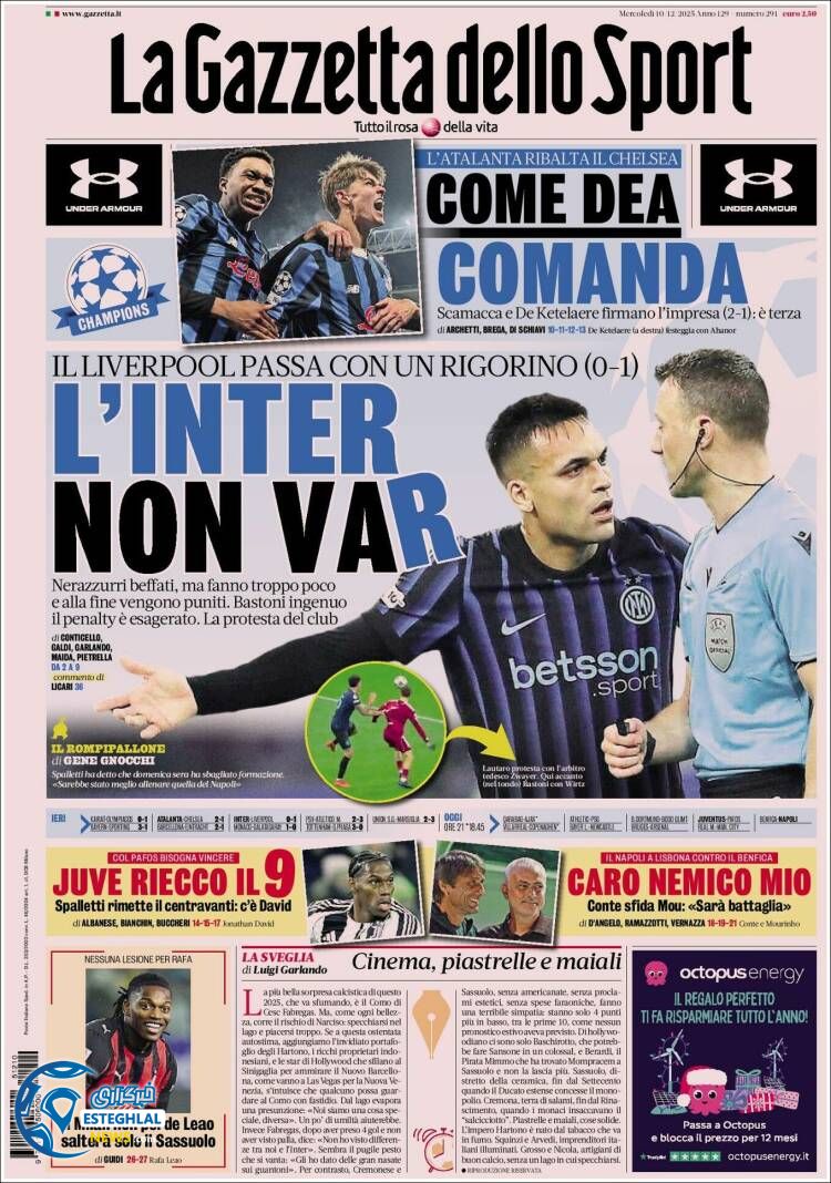 روزنامه  ورزشی گاتزتا دلو اسپورت چهارشنبه 19 آذر 1404 