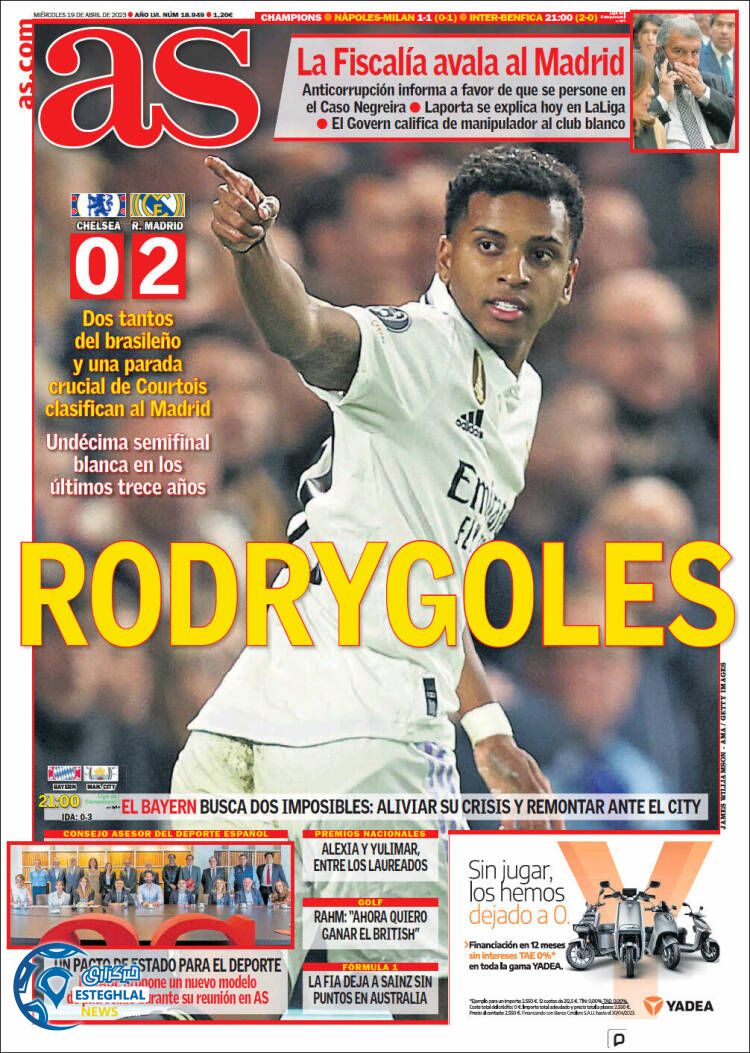 روزنامه ورزشی آ اس چهارشنبه 30 فروردین 1402 