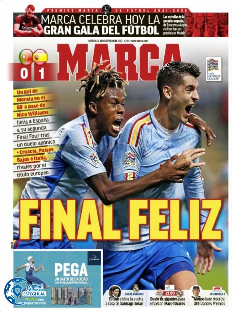 روزنامه  ورزشی مارکا چهارشنبه 6 مهر 1401