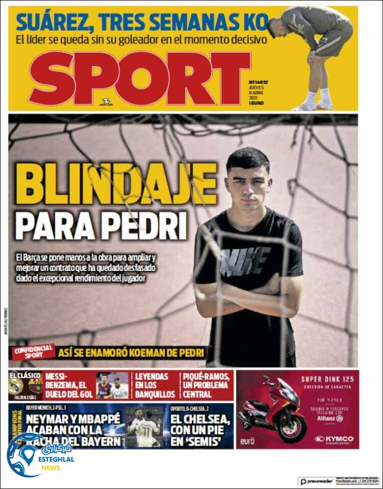 روزنامه ورزشی اسپورت پنجشنبه 19 فروردین 1400