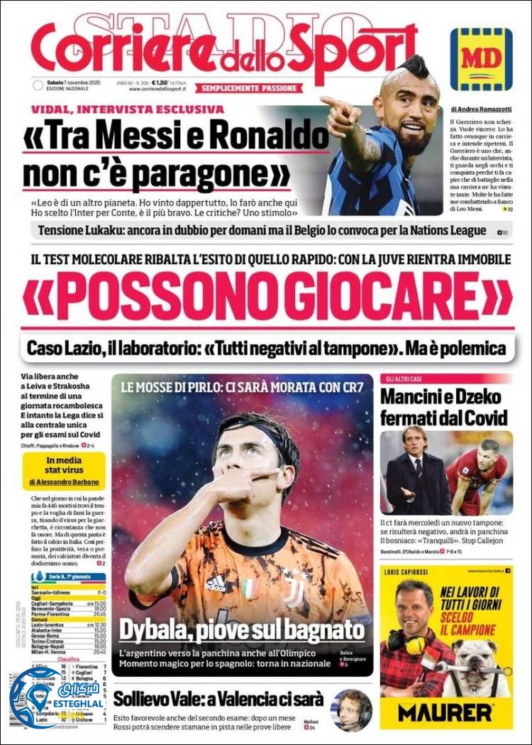 روزنامه ورزشی کوریره دلو اسپورت شنبه 17 آبان 1399