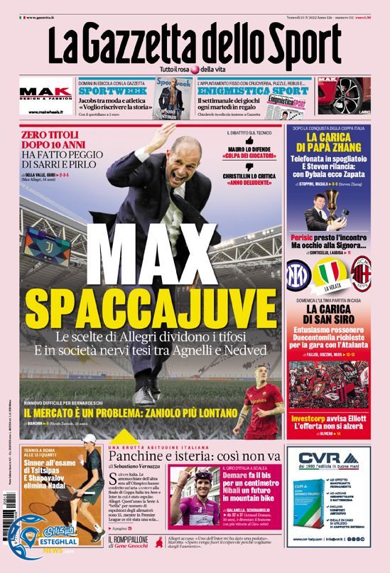 روزنامه ورزشی گاتزتا دلو اسپورت جمعه 23 اردیبهشت 1401