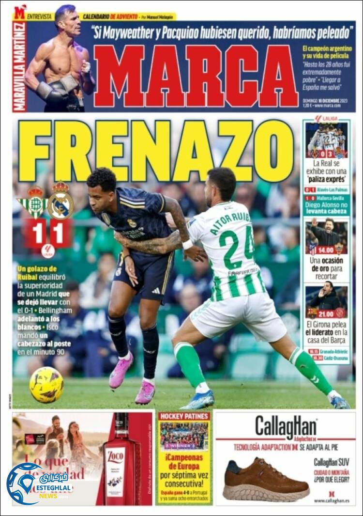 روزنامه ورزشی مارکا یکشنبه 19 آذر 1402 