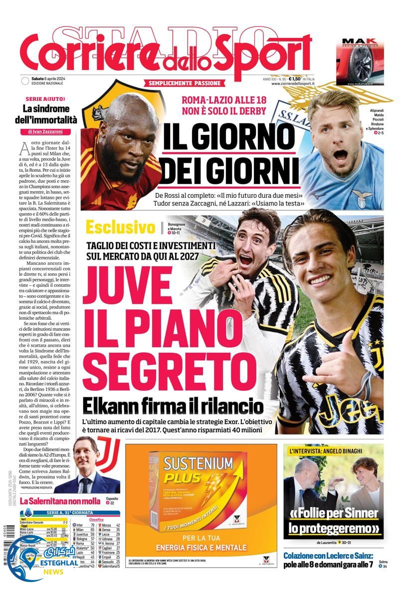 روزنامه ورزشی کوریره دلو اسپورت شنبه 18 فروردین 1403 