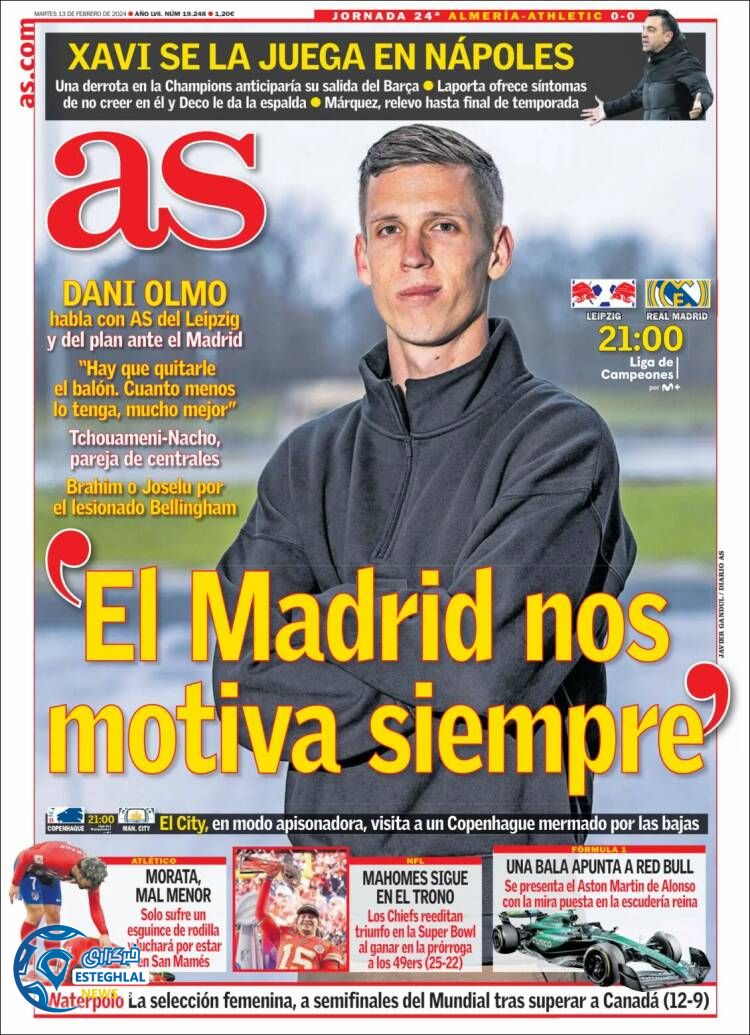 روزنامه ورزشی آ اس سه شنبه 24 بهمن 1402 