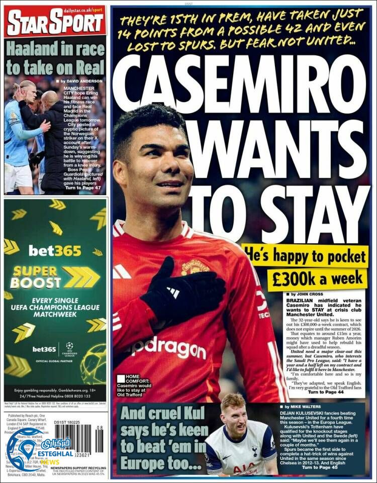 روزنامه ورزشی استار اسپورت سه شنبه 30 بهمن 1403 