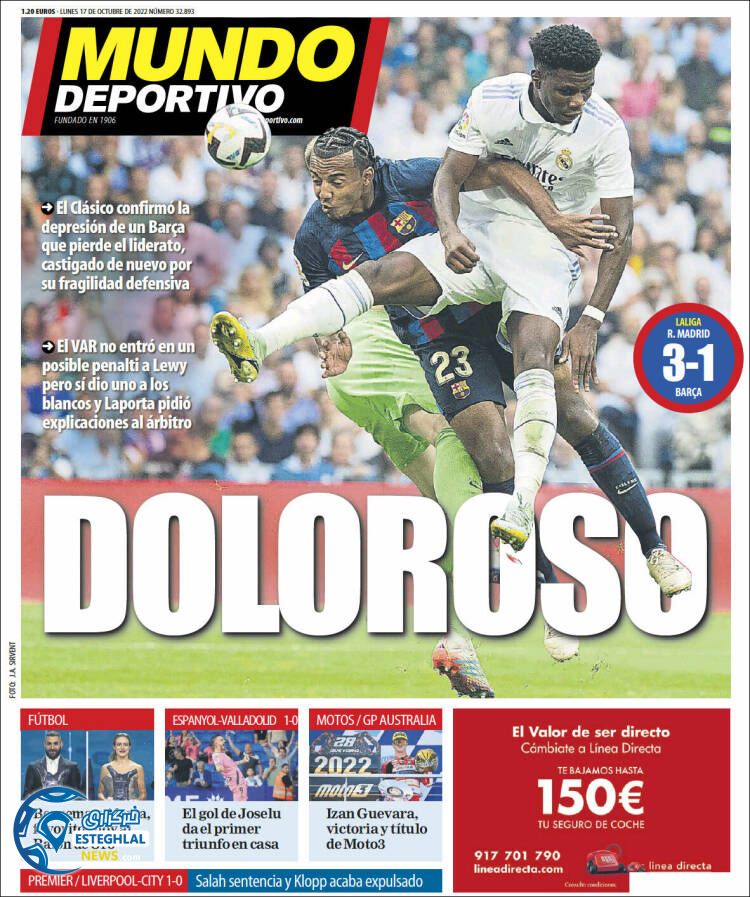 روزنامه ورزشی موندو دپورتیوو دوشنبه 25 مهر 1401 