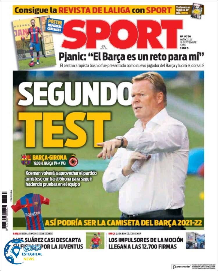 روزنامه ورزشی اسپورت چهارشنبه 26 شهریور 1399