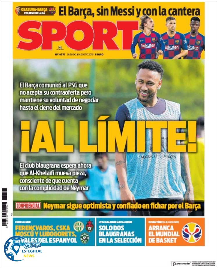 روزنامه ورزشی اسپورت شنبه 9 شهریور 1398