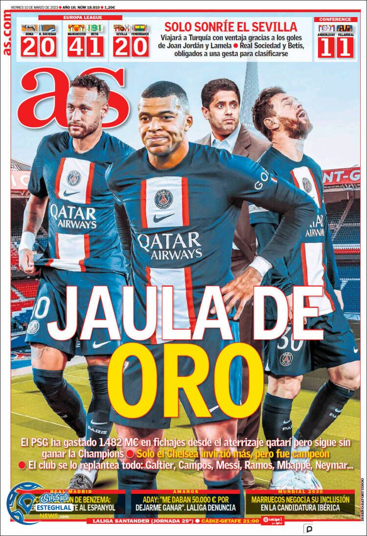 روزنامه  ورزشی آ اس جمعه 19 اسفند 1401 