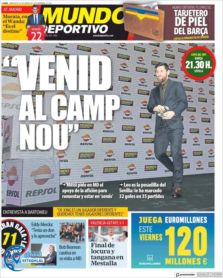 روزنامه ورزشی موندو دپورتیوو چهارشنبه 10 بهمن 1397