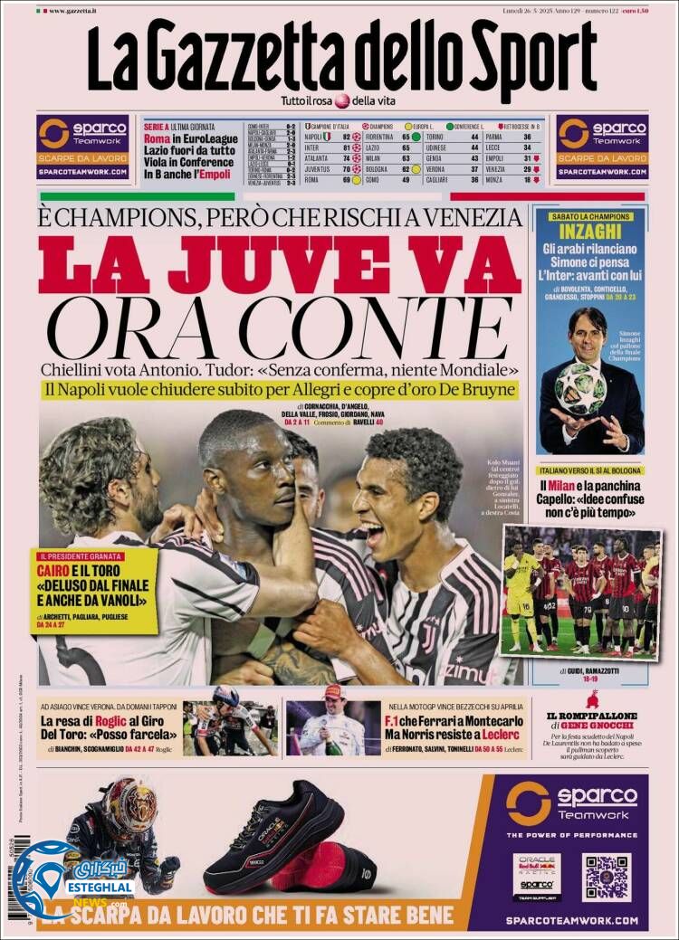 روزنامه ورزشی گاتزتا دلو اسپورت دوشنبه 5 خرداد 1404 