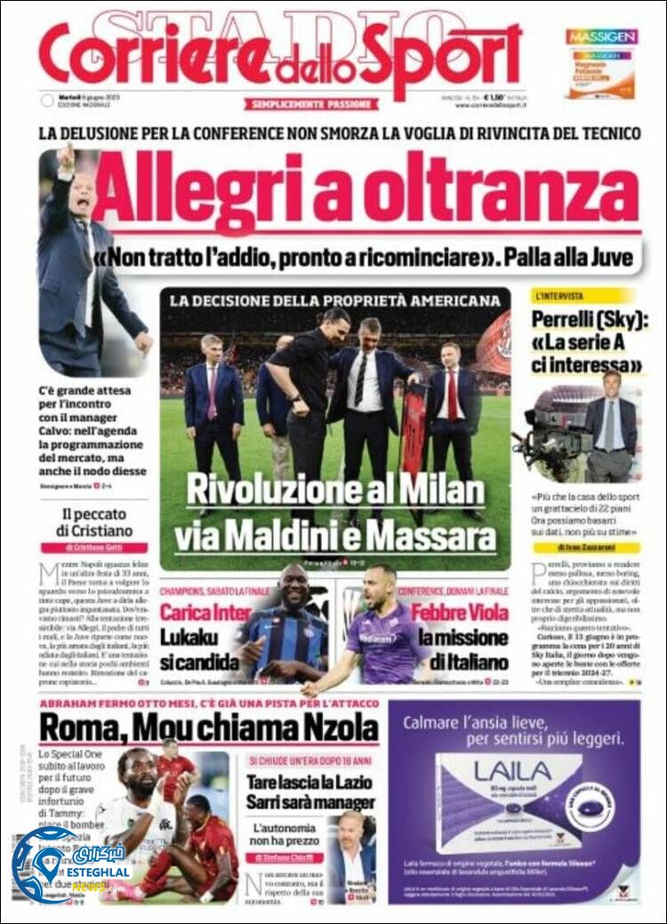 روزنامه ورزشی کوریره دلو اسپورت سه شنبه 16 خرداد 1402 