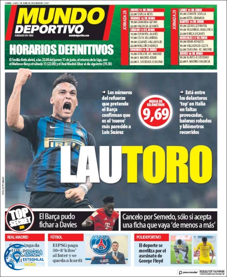 روزنامه ورزشی موندو دپرتیوو دوشنبه 12 خرداد 1399