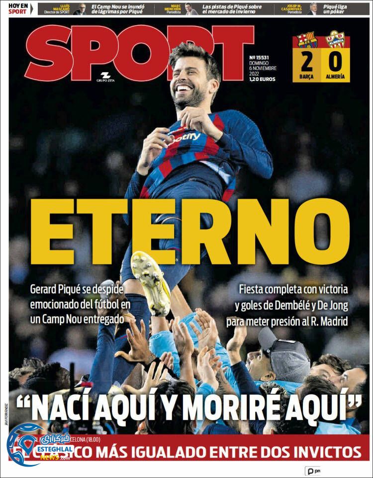 روزنامه ورزشی اسپورت یکشنبه 15 آبان 1401 