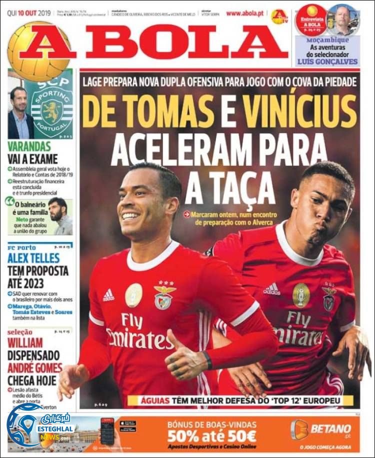 روزنامه ورزشی آبولا پنجشنبه 18 مهر 1398