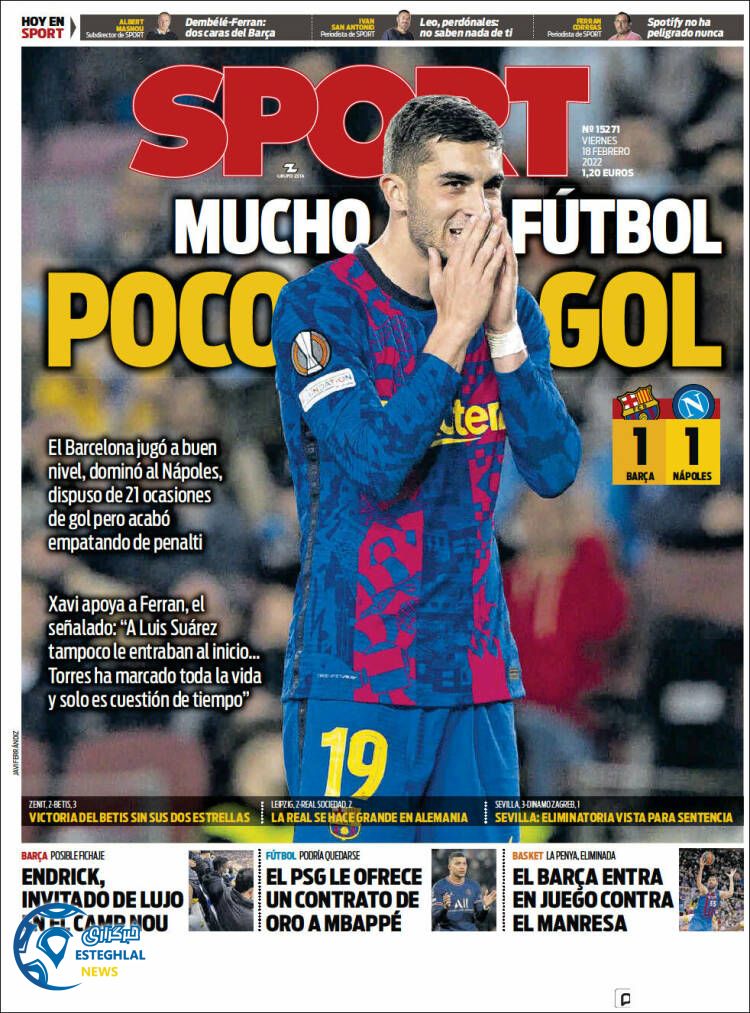 روزنامه ورزشی اسپورت جمعه 29 بهمن 1400