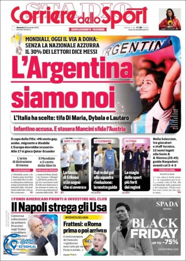 روزنامه ورزشی کوریره دلو اسپورت یکشنبه 29 آبان 1401