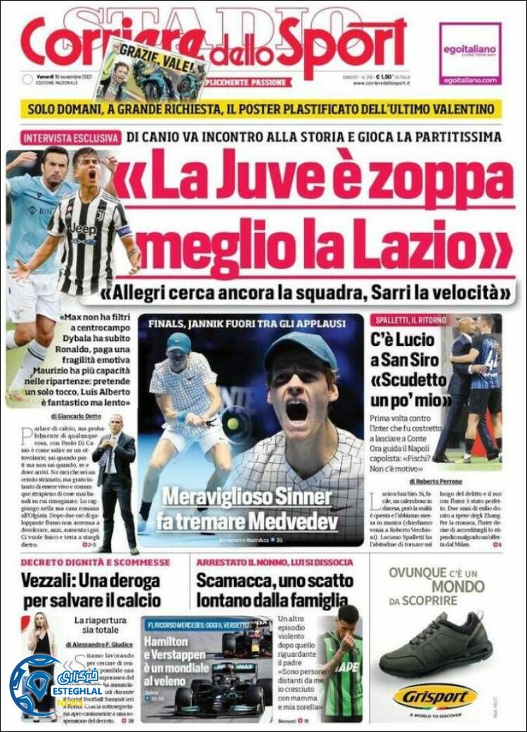 روزنامه ورزشی کوریره دلو اسپورت جمعه 28 آبان 1400