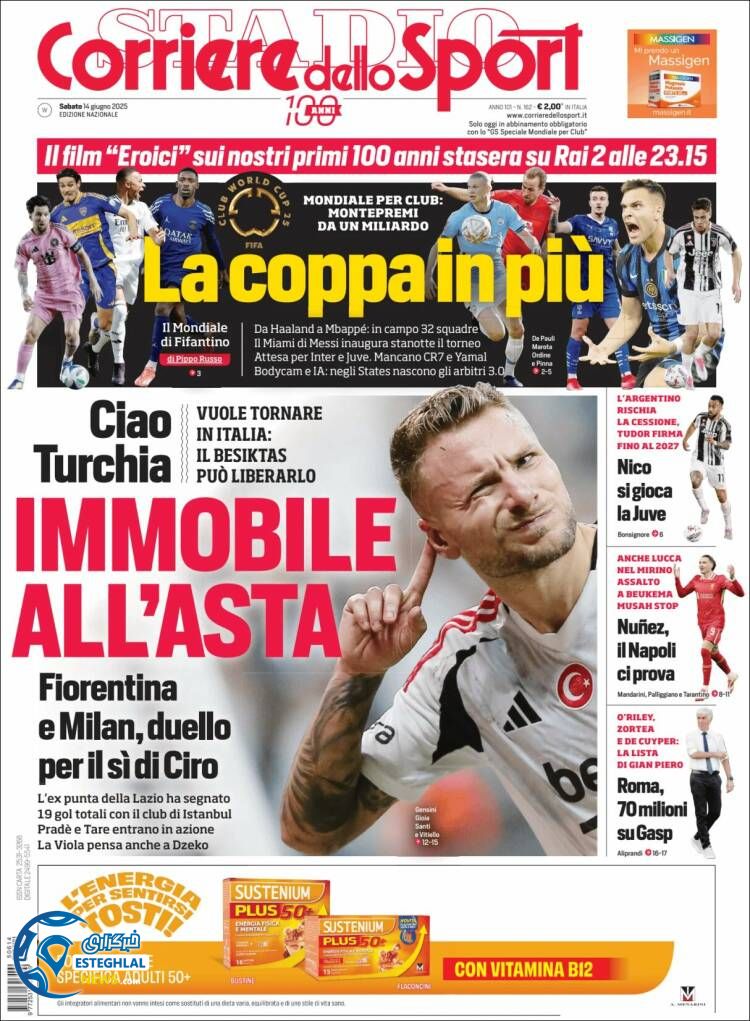 روزنامه ورزشی کوریره دلو اسپورت شنبه 24 خرداد 1404 