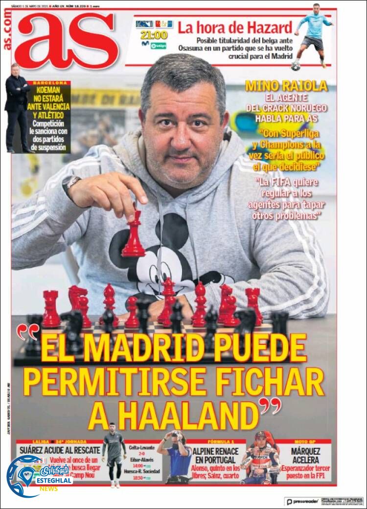 روزنامه ورزشی آ اس شنبه 11 اردیبهشت 1400