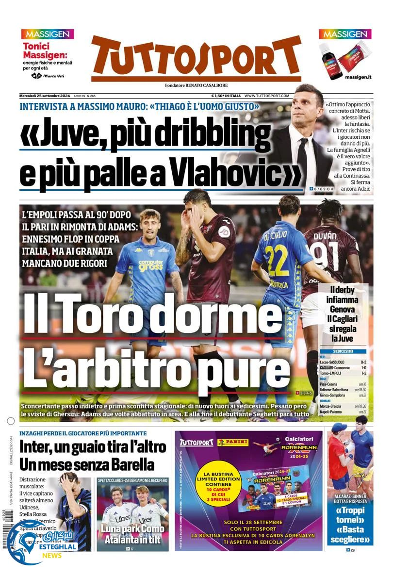 روزنامه ورزشی توتو اسپورت چهارشنبه 4 مهر 1403 