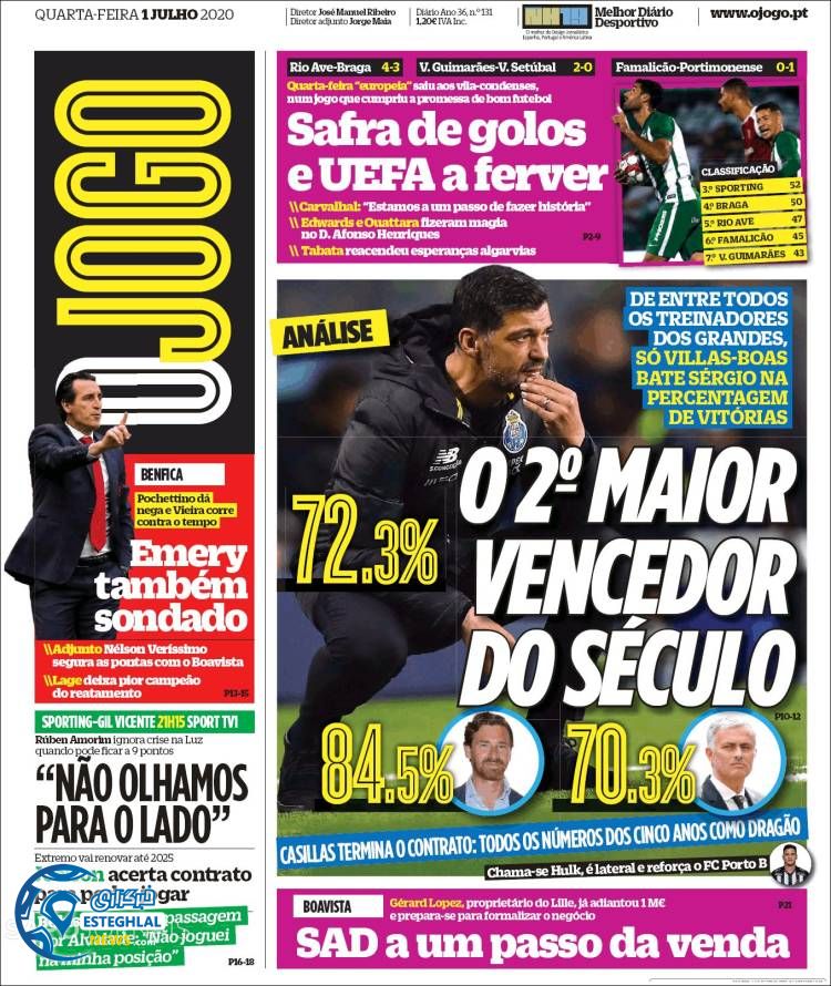 روزنامه ورزشی جوگو چهارشنبه 11 تیر 1399