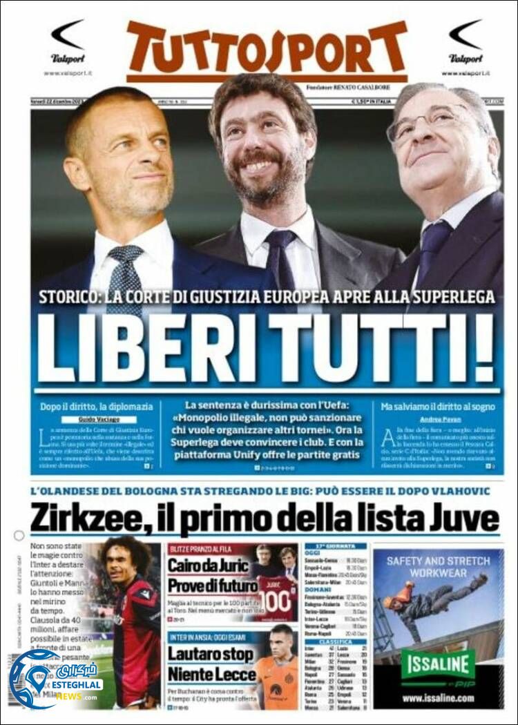 روزنامه ورزشی توتو اسپورت جمعه 1 دی 1402