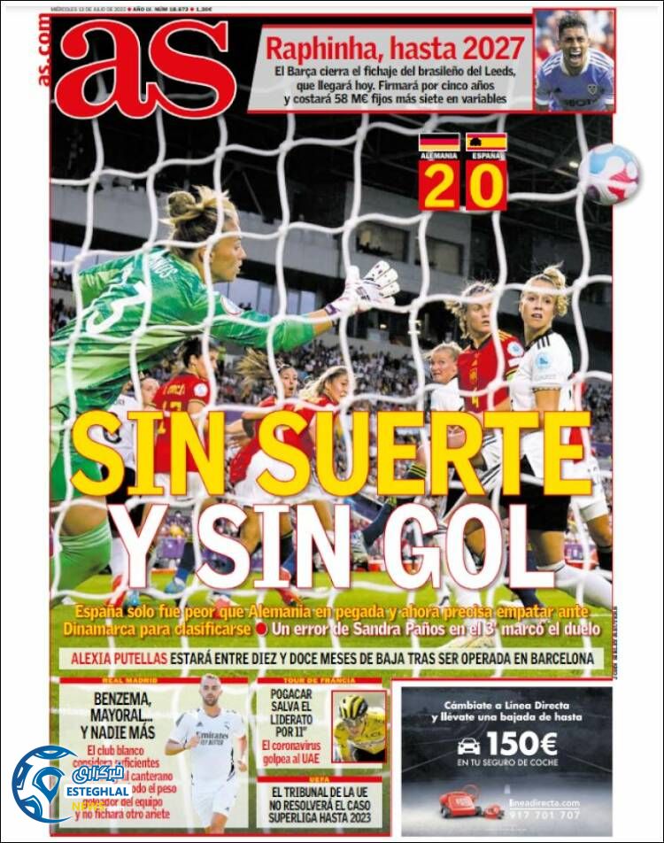 روزنامه ورزشی آ اس چهارشنبه 22 تیر 1401