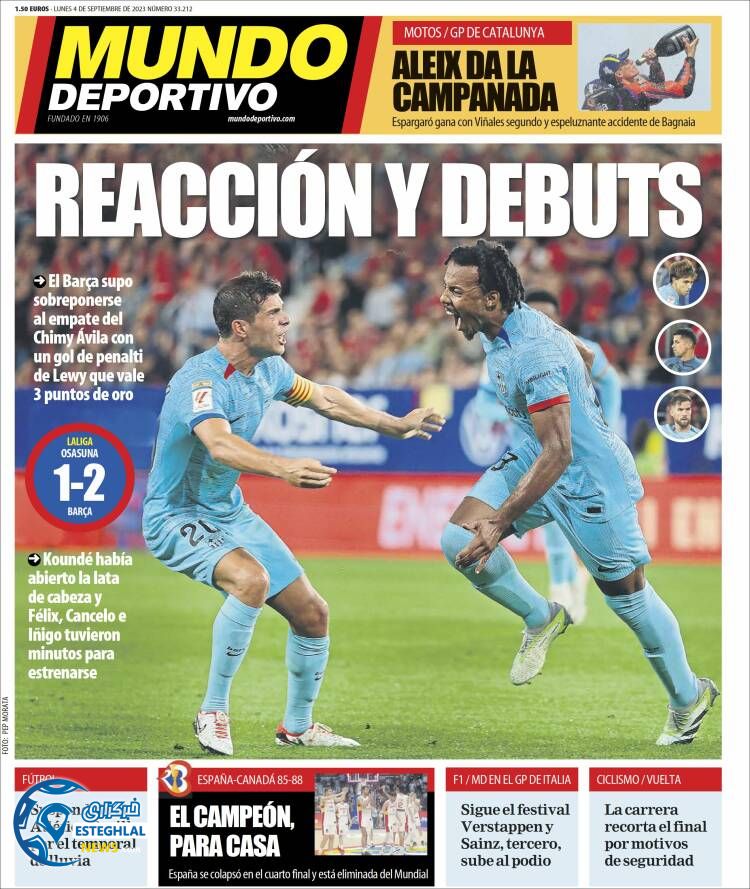 روزنامه ورزشی موندو دپورتیوو دوشنبه 13 شهریور 1402